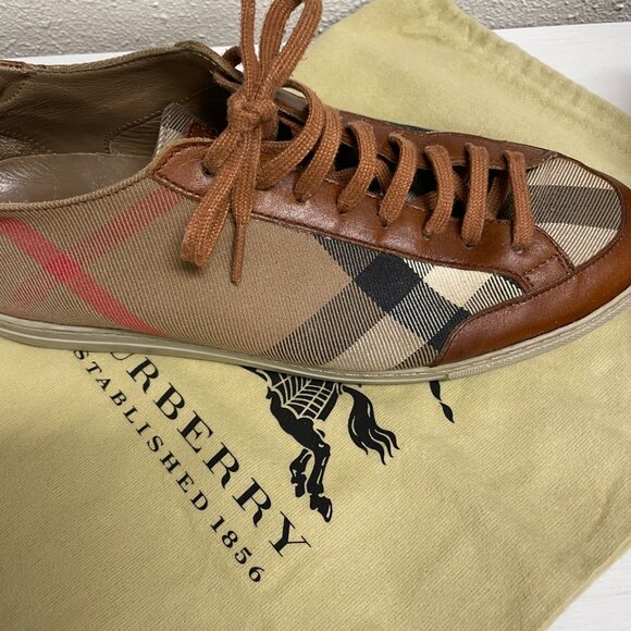 Burberry Brown and Beige Checkered Sneakers - Picture 2 of 5